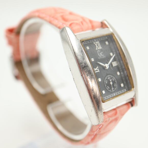 Guess GC Collection Womens 28mm Black Tank Watch Pink Leather w New Battery - Picture 8 of 16